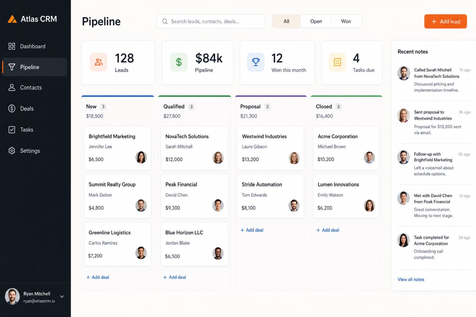 CRM Full Stack website template