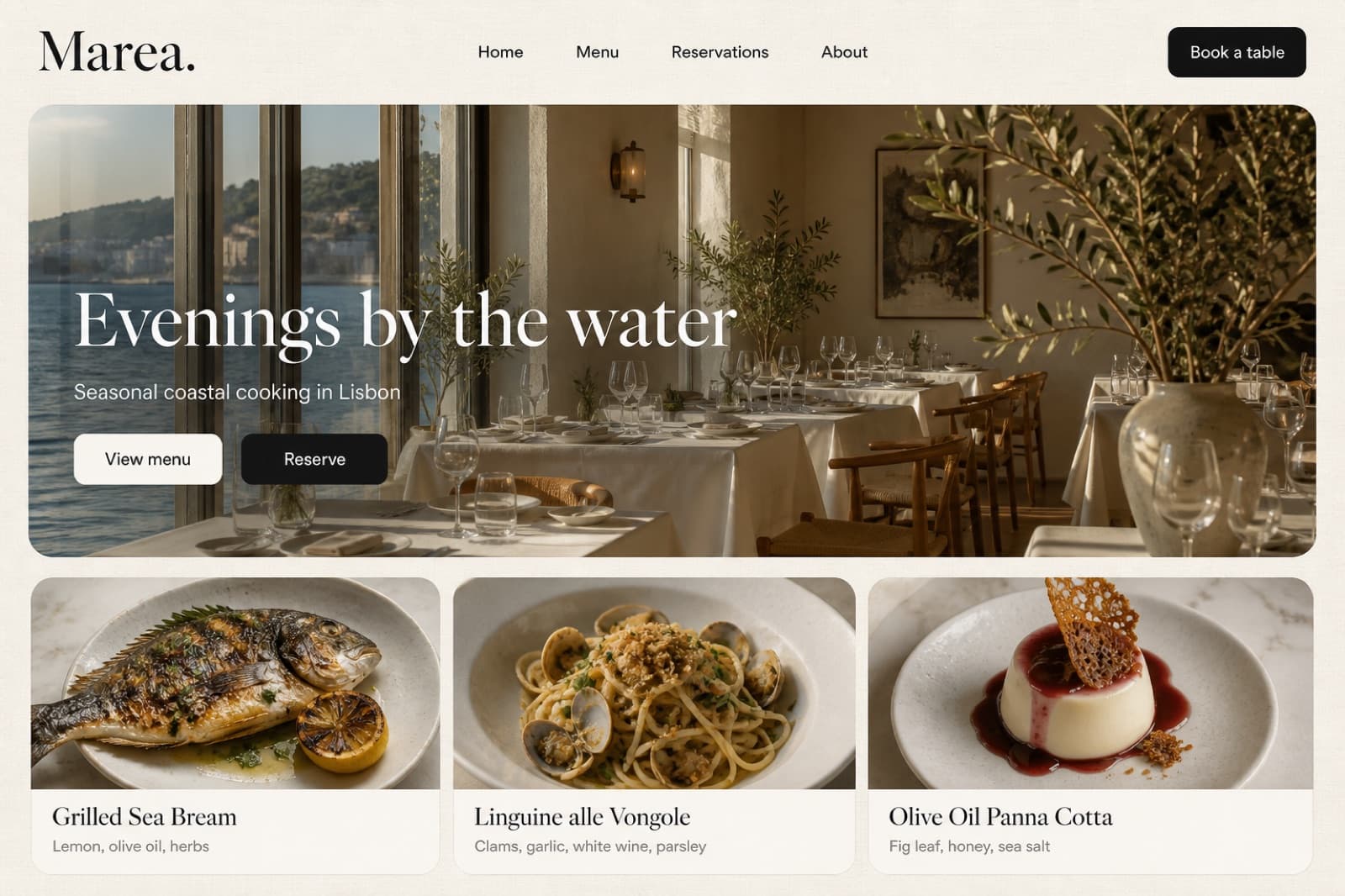 Coastal Restaurant website template